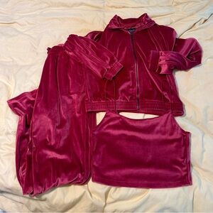 Victoria's Secret Burgundy Velvet Three Piece Lounge Set